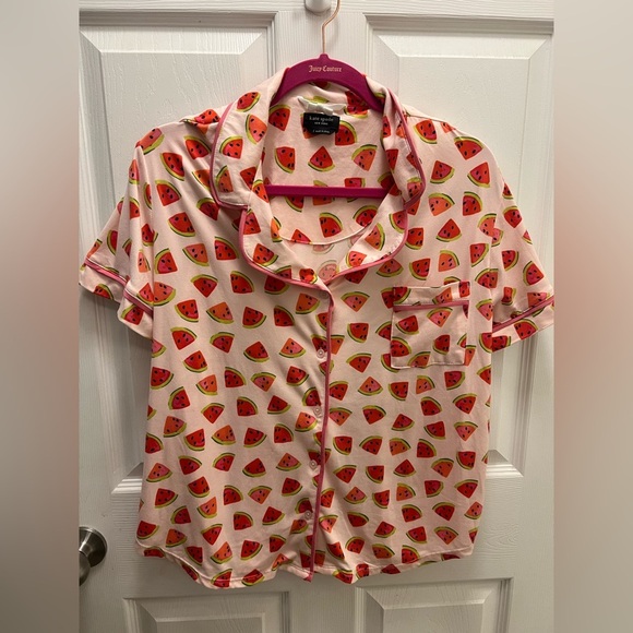 Kate Spade Woman’s Pajamas SZ L Pink Watermelon Print 2 pcs Set Soft Sleepwear - Picture 2 of 5